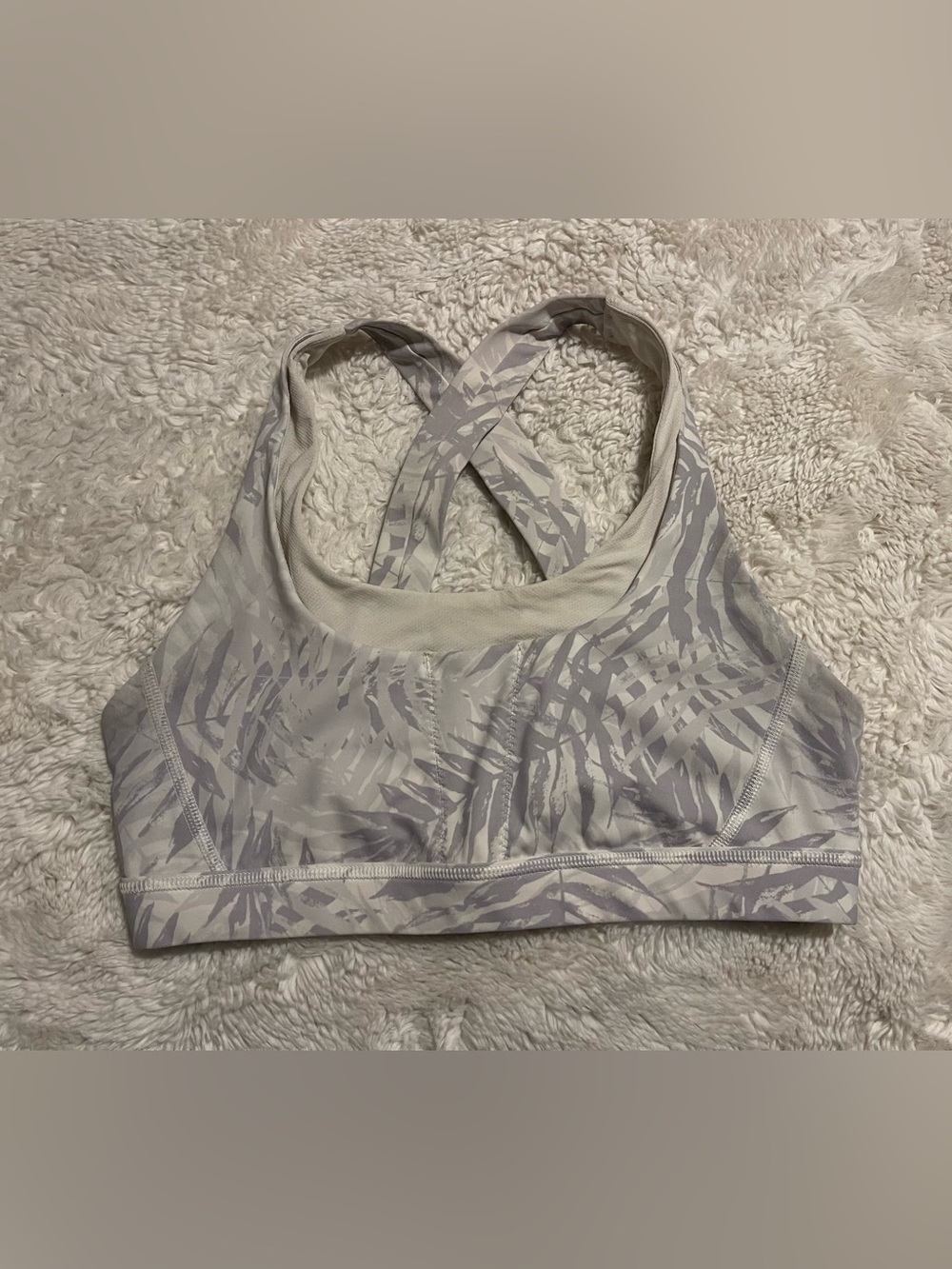 Lululemon Run: Stuff Your Bra III Palm Camo White Nimbus / White Size 8